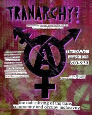 Transgender symbol and Anarchism symbol on colorful background
