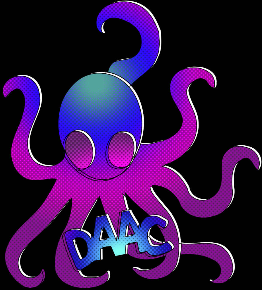 Psychedelic DAACtopus in blue and magenta