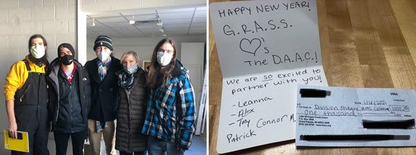 GRASS group photo and handwritten note: GRASS hearts the DAAC