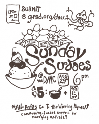 A drawing of an ice cream sundae with the text "Sunday Sundaes"