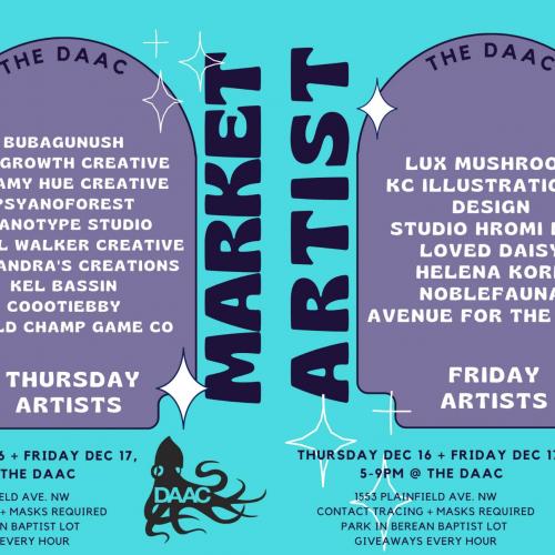 Artist Market - Thursday Dec 16 + Friday Dec 17, 5-9PM at The DAAC